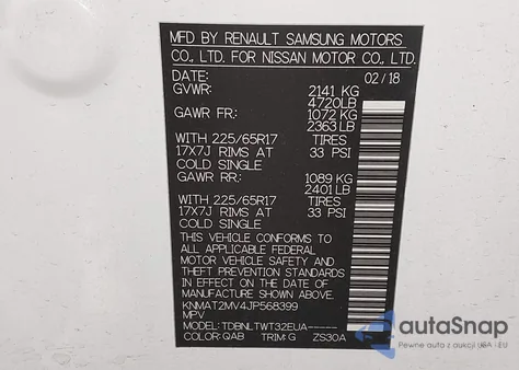 2018 Nissan Rogue Sv z USA, uszkodzony, nr VIN KNMAT2MV4JP568399